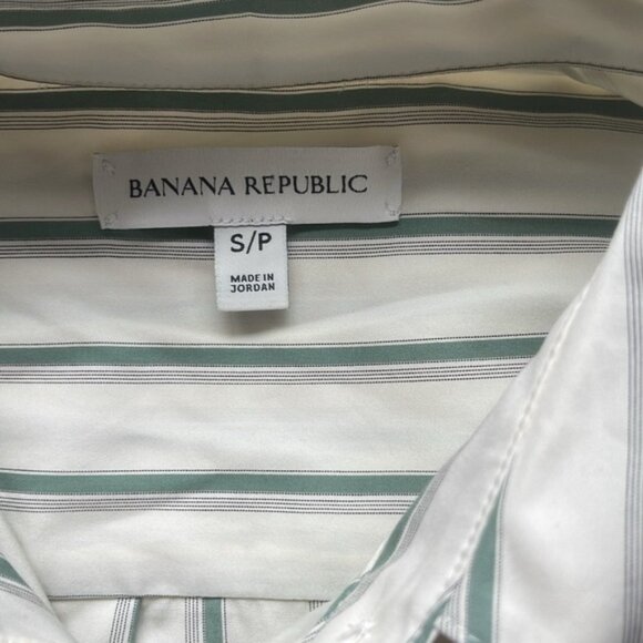 Banana Republic 2025 Cotton Poplin Asymmetrical Shirt Dress Green Stripe Small - Picture 8 of 16